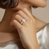 Oval Lab Created Diamond Open Bridge Solitaire with Accents Engagement Ring in Rose Gold (MVSLG1414-R)