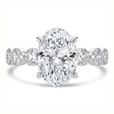 Oval Lab Created Diamond Open Bridge Solitaire with Accents Engagement Ring in White Gold (MVSLG1414-W)