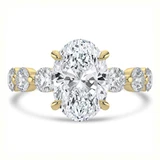 Oval Lab Created Diamond Open Bridge Solitaire with Accents Engagement Ring in Yellow Gold (MVSLG1414-Y)