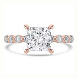 Princess Lab Created Diamond Hidden Halo Solitaire with Accents Engagement Ring in Rose Gold (MVSLG1421-R)