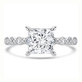 Princess Lab Created Diamond Hidden Halo Solitaire with Accents Engagement Ring in White Gold (MVSLG1421-W)