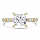Princess Lab Created Diamond Hidden Halo Solitaire with Accents Engagement Ring in Yellow Gold (MVSLG1421-Y)