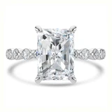 Radiant Lab Created Diamond Hidden Halo Solitaire with Accents Engagement Ring in White Gold (MVSLG1422-W)