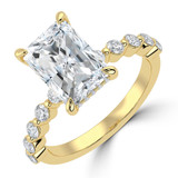 Radiant Lab Created Diamond Hidden Halo Solitaire with Accents Engagement Ring in Yellow Gold (MVSLG1422-Y)