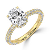 Cushion Lab Created Diamond Hidden Halo Solitaire with Accents Engagement Ring in Yellow Gold (MVSLG1423-Y)