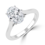 Oval Lab Created Diamond Cathedral Tapered Solitaire Engagement Ring in White Gold (MVSLG1424-W)