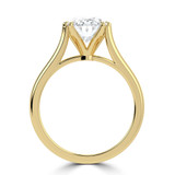 Oval Lab Created Diamond Cathedral Tapered Solitaire Engagement Ring in Yellow Gold (MVSLG1424-Y)