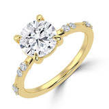 Round Lab Created Diamond Solitaire with Accents Engagement Ring in Yellow Gold (MVSLG1429-Y)