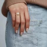 Round Lab Created Diamond Solitaire with Accents Engagement Ring in Yellow Gold (MVSLG1429-Y)