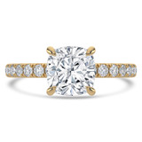 Cushion Lab Created Diamond Offset Center Stone Solitaire with Accents Engagement Ring in Yellow Gold (MVSLG1431-Y)