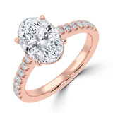 Oval Lab Created Diamond Cathedral Open Bridge Solitaire with Accents Engagement Ring in Rose Gold (MVSLG1435-R)