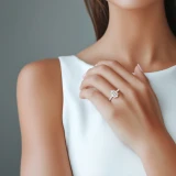 Oval Lab Created Diamond Cathedral Open Bridge Solitaire with Accents Engagement Ring in White Gold (MVSLG1435-W)