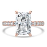 Radiant Lab Created Diamond Hidden Halo Open Bridge Solitaire with Accents Engagement Ring in Rose Gold (MVSLG1436-R)