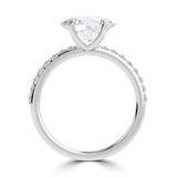 Oval Lab Created Diamond Horizontally Set Solitaire with Accents Engagement Ring in White Gold (MVSLG1438-W)