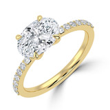Oval Lab Created Diamond Horizontally Set Solitaire with Accents Engagement Ring in Yellow Gold (MVSLG1438-Y)