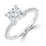 Princess Lab Created Diamond Solitaire with Accents Engagement Ring in White Gold (MVSLG1439-W)