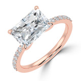 Radiant Lab Created Diamond Horizontally Set Solitaire with Accents Engagement Ring in Rose Gold (MVSLG1440-R)