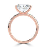 Radiant Lab Created Diamond Horizontally Set Solitaire with Accents Engagement Ring in Rose Gold (MVSLG1440-R)