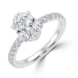 Oval Lab Created Diamond Hidden Halo Solitaire with Accents Engagement Ring in White Gold (MVSLG1443-W)