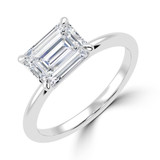 Emerald Lab Created Diamond Horizontally Set Solitaire Engagement Ring in White Gold (MVSLG1444-W)