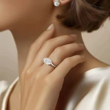 Marquise Lab Created Diamond Horizontally Set Solitaire Engagement Ring in White Gold (MVSLG1445-W)