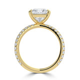 Princess Lab Created Diamond Crossover Split Shank Solitaire with Accents Engagement Ring in Yellow Gold (MVSLG1446-Y)