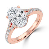 Oval Lab Created Diamond Cathedral Split Shank Solitaire with Accents Engagement Ring in Rose Gold (MVSLG1451-R)