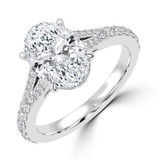 Oval Lab Created Diamond Cathedral Split Shank Solitaire with Accents Engagement Ring in White Gold (MVSLG1451-W)