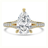 Pear Lab Created Diamond Cathedral Split Shank Solitaire with Accents Engagement Ring in Yellow Gold (MVSLG1452-Y)