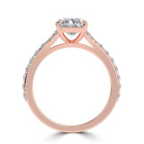 Radiant Lab Created Diamond Cathedral Split Shank Solitaire with Accents Engagement Ring in Rose Gold (MVSLG1454-R)