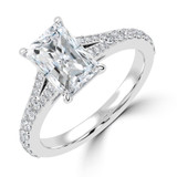 Radiant Lab Created Diamond Cathedral Split Shank Solitaire with Accents Engagement Ring in White Gold (MVSLG1454-W)