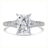 Radiant Lab Created Diamond Cathedral Split Shank Solitaire with Accents Engagement Ring in White Gold (MVSLG1454-W)