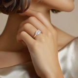 Pear Lab Created Diamond Horizontally Set Open Bridge Solitaire Engagement Ring in Rose Gold (MVSLG1455-R)