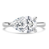 Pear Lab Created Diamond Horizontally Set Open Bridge Solitaire Engagement Ring in White Gold (MVSLG1455-W)