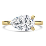 Pear Lab Created Diamond Horizontally Set Open Bridge Solitaire Engagement Ring in Yellow Gold (MVSLG1455-Y)