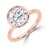Round Lab Created Diamond Bezel Set Solitaire Engagement Ring in Rose Gold (MVSLG1457-R)