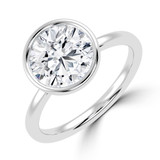 Round Lab Created Diamond Bezel Set Solitaire Engagement Ring in White Gold (MVSLG1457-W)