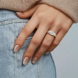 Marquise Lab Created Diamond Horizontally Tension Set Solitaire Engagement Ring in White Gold (MVSLG1458-W)