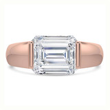 Emerald Lab Created Diamond Horizontally Tension Set Solitaire Engagement Ring in Rose Gold (MVSLG1459-R)