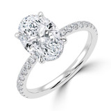 Oval Lab Created Diamond Hidden Halo Solitaire with Accents Engagement Ring in White Gold (MVSLG1463-W)