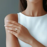 Oval Lab Created Diamond Hidden Halo Solitaire with Accents Engagement Ring in Yellow Gold (MVSLG1463-Y)