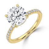 Round Lab Created Diamond Hidden Halo Solitaire with Accents Engagement Ring in Yellow Gold (MVSLG1467-Y)
