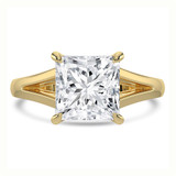 Princess Lab Created Diamond Cathedral Split Shank Solitaire Engagement Ring in Yellow Gold (MVSLG1468-Y)