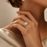Princess Lab Created Diamond Cathedral Split Shank Solitaire Engagement Ring in Yellow Gold (MVSLG1468-Y)