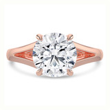 Round Lab Created Diamond Cathedral Split Shank Solitaire Engagement Ring in Rose Gold (MVSLG1469-R)