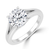 Round Lab Created Diamond Cathedral Split Shank Solitaire Engagement Ring in White Gold (MVSLG1469-W)