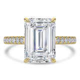 Emerald Lab Created Diamond Cathedral Open Bridge Solitaire with Accents Engagement Ring in Yellow Gold (MVSLG1470-Y)