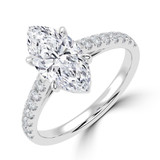 Marquise Lab Created Diamond Cathedral Open Bridge Solitaire with Accents Engagement Ring in White Gold (MVSLG1471-W)