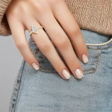 Marquise Lab Created Diamond Cathedral Open Bridge Solitaire with Accents Engagement Ring in Yellow Gold (MVSLG1471-Y)