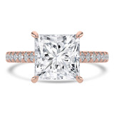 Princess Lab Created Diamond Cathedral Open Bridge Solitaire with Accents Engagement Ring in Rose Gold (MVSLG1473-R)